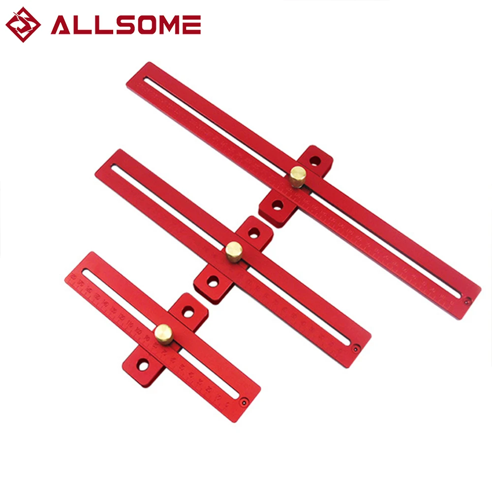 ALLSOME алюминиевый сплав 170/270/370 мм масштабная измерительная линейка