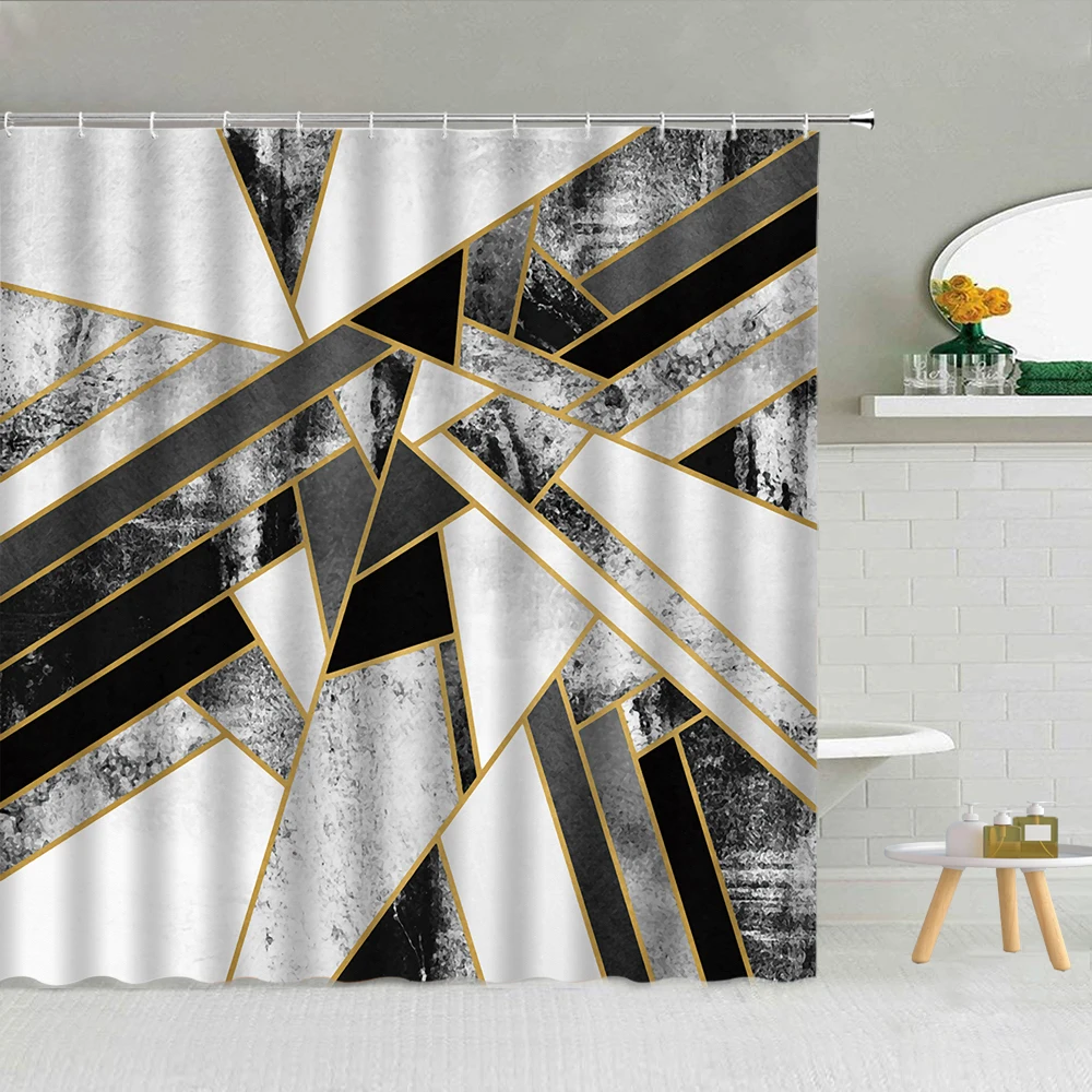 

Декоративные геометрические душ Шторы домашний текстиль для ванной ткань Шторы s комплект Водонепроницаемый полиэстер Ванна Декор с крюко...