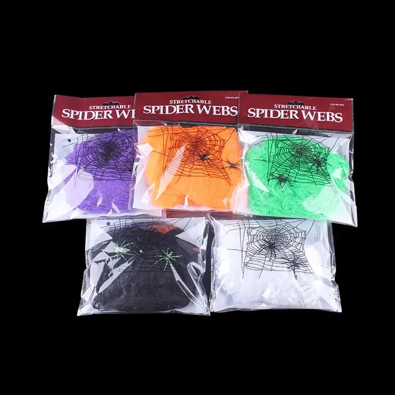 Хэллоуин Страшные вечерние сцены реквизит белая эластичная паутина паук веб