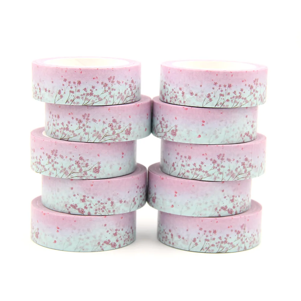 

10PCS/lot 15MM*10M Solar Term Spring Pink Red Flowers washi tape Masking Tapes Decorative Stickers DIY Stationery School Supply