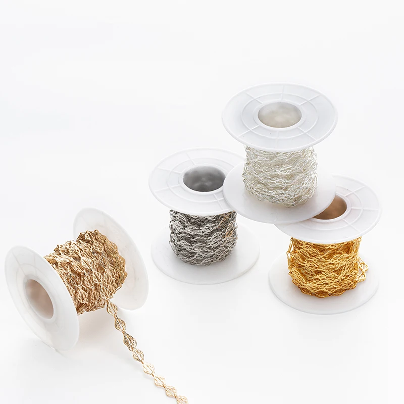 

Двухслойная медная золотая цепочка ручной работы с листьями, 1 метр, для женского браслета, раннее ожерелье, Ювелирная фурнитура «сделай сам...