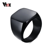 vnox smooth mens black rock punk rings cool fashion individuality signet ring for men party jewelry