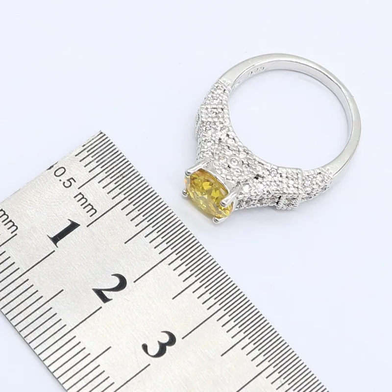 Женские серебряные Ювелирные наборы желто-белое циркониевое ожерелье