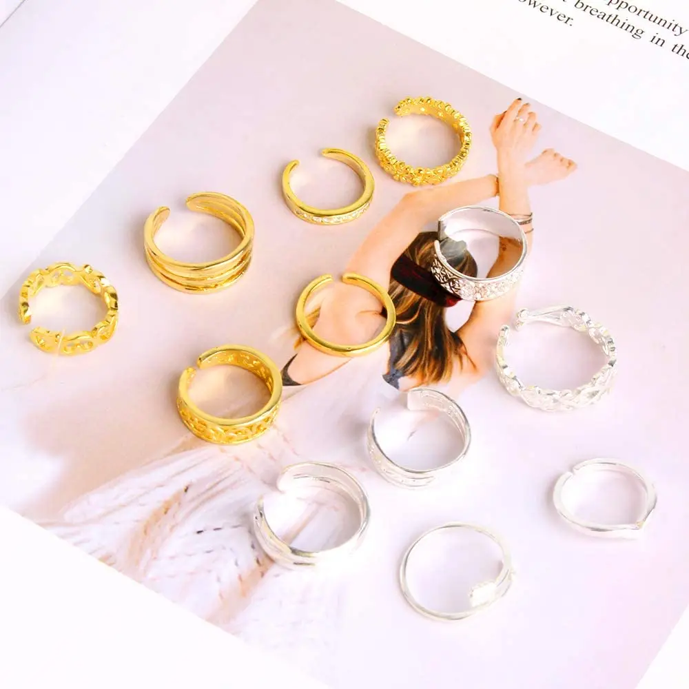 Женские кольца серебряного цвета с открытым носком регулируемые сустав пальцев