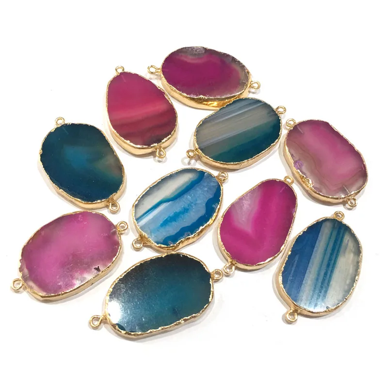 Натуральный камень эллиптической формы соединитель с двумя отверстиями