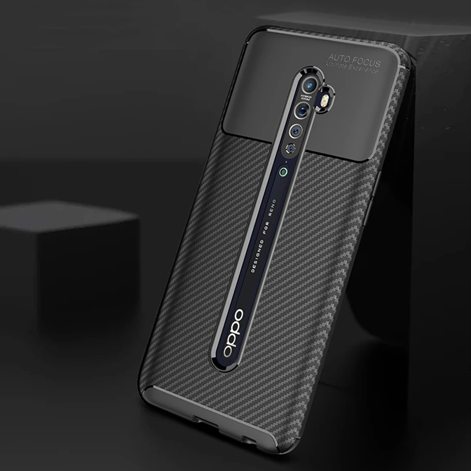 Противоударный карбоновый чехол Reno 2 для OPPO силиконовый ТПУ 2Z телефона мягкая