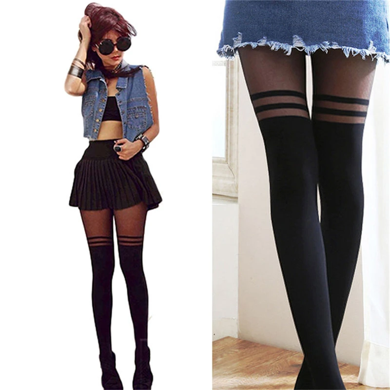

Thin Pantyhose Stockings Suspender Tights Summer Cute Sexy Women Lady Hosiery Temptation Black Sheer Mock