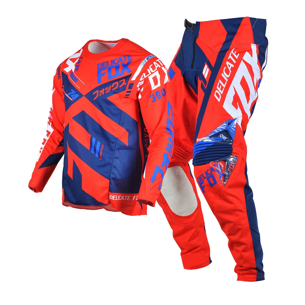 360 Divizion Jersey Pants Motocross Racing Gear Set ATV UTV MX Dirt Bike Cycling Combo Kits Mens Motorcycle Street Moto Red Suit