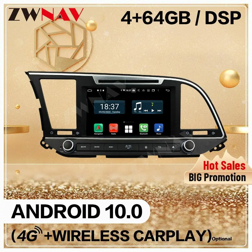 

128GB Carplay 2 Din For Hyundai Elantra 2015 2016 2017 2018 Android Multimedia Player Audio Radio GPS Navi Head Unit Auto Stereo