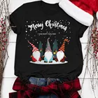 Милая одежда с забавным карликом на Рождество и счастливый год, футболка для женщин, женская футболка с мультяшным принтом, топ, графическая женская футболка