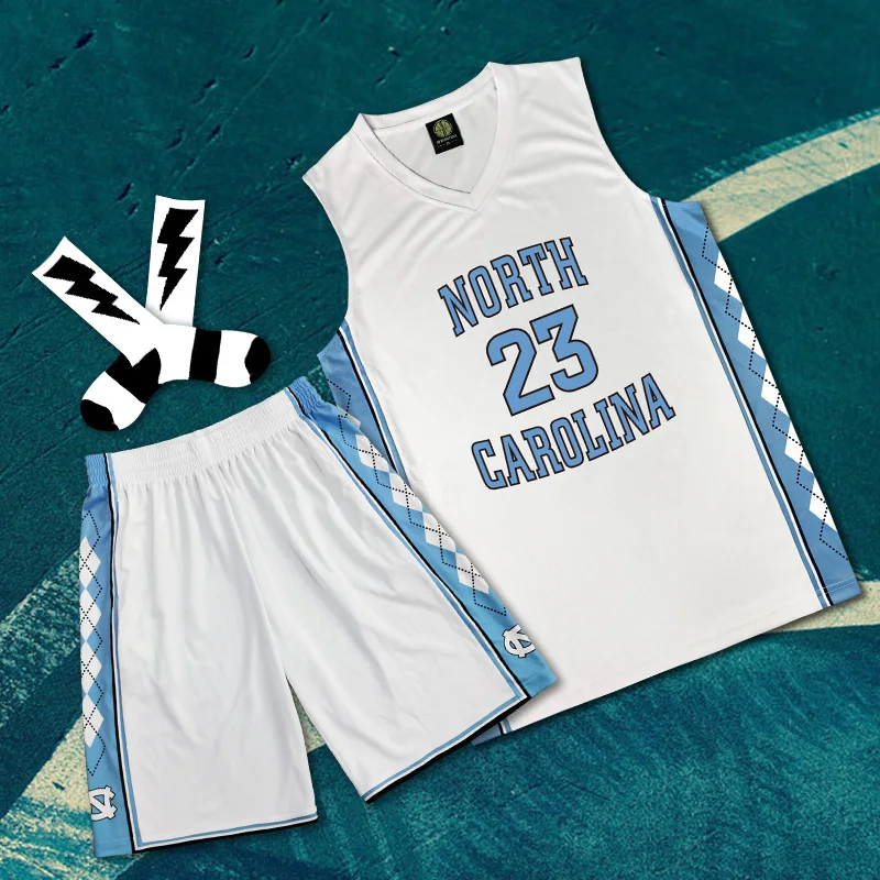 Северная Каролина 23 # комплект баскетбольных Джерси быстросохнущая дышащая