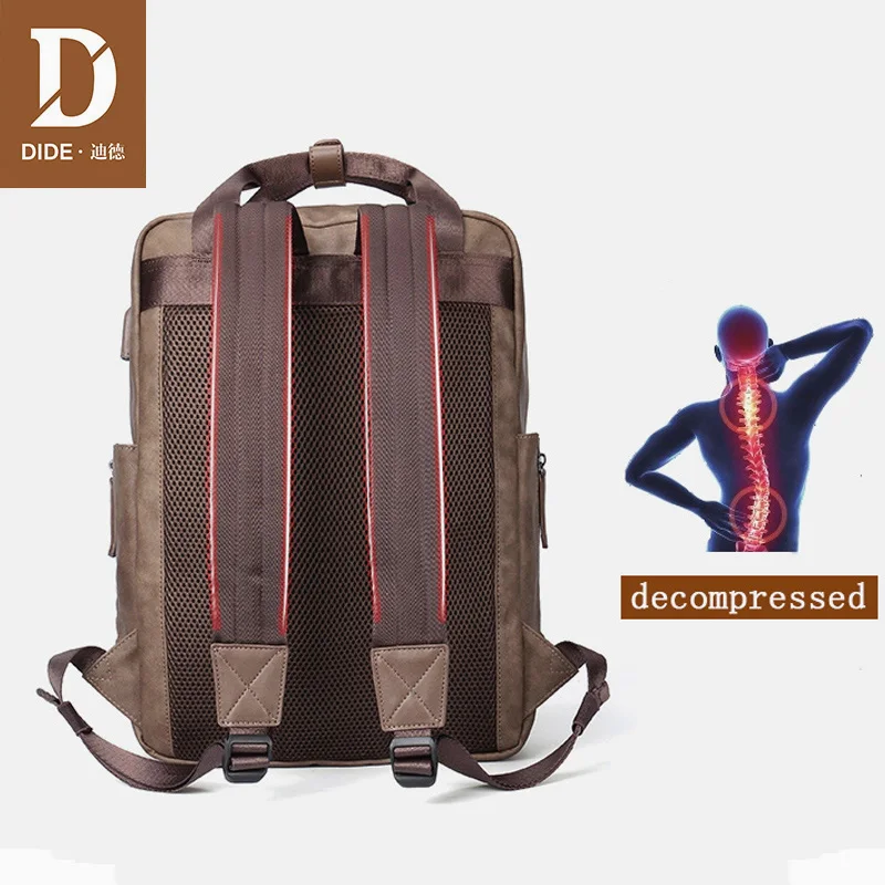 Мужской Дорожный рюкзак DIDE с USB разъемом ранцы для ноутбука 14 и 15 дюймов школьные