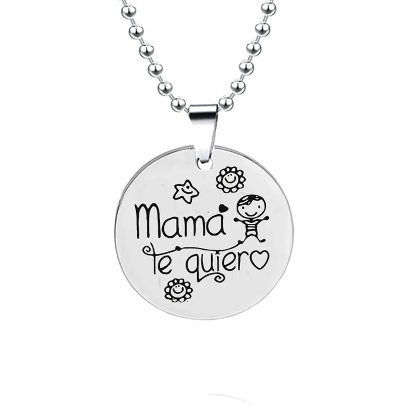Брелок из нержавеющей стали кулон ожерелье с испанской надписью Mama Te Quiera брелок