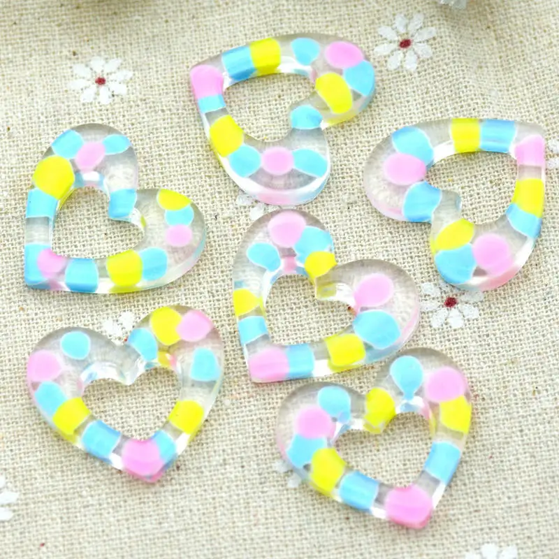 PK-B-Y 10PCS 10 шт. 27X29 мм конфетный Цвет Смола Сердце из кабошона украшения для ремесла скрапбукинга аксессуары для ювелирных изделий - Цвет: PK-B-Y 10PCS