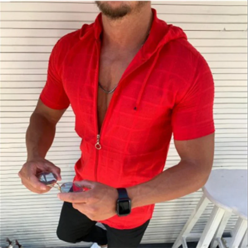 new Casual Shirt Men Autumn Men's Hooded long sleeves shirt Formal Dress Shirts Zipper Cardigan Hip hop Shirt men top