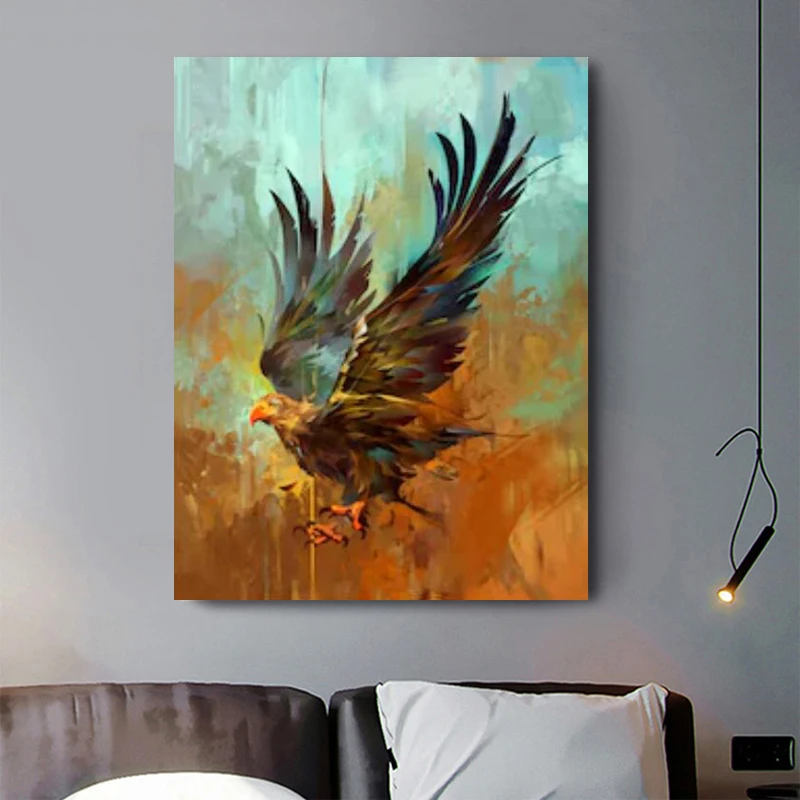 Картины на холсте с животными RELIABLI абстрактные картины летающим орлом настенные