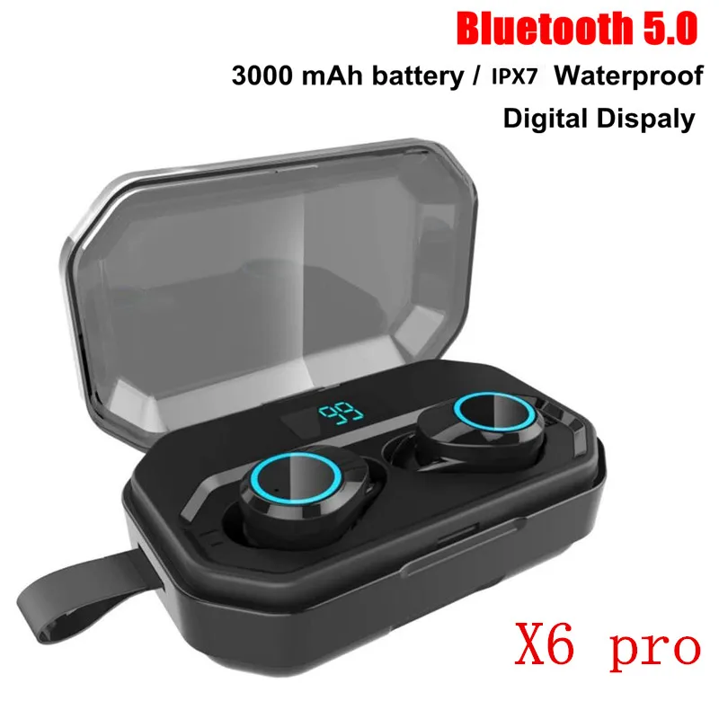 Nasin 5,0 TWS Bluetooth гарнитуры 9D стерео HiFi беспроводные наушники IPX7 водонепроницаемые 7000 мач зарядные устройства с Micropho для Xiaomi