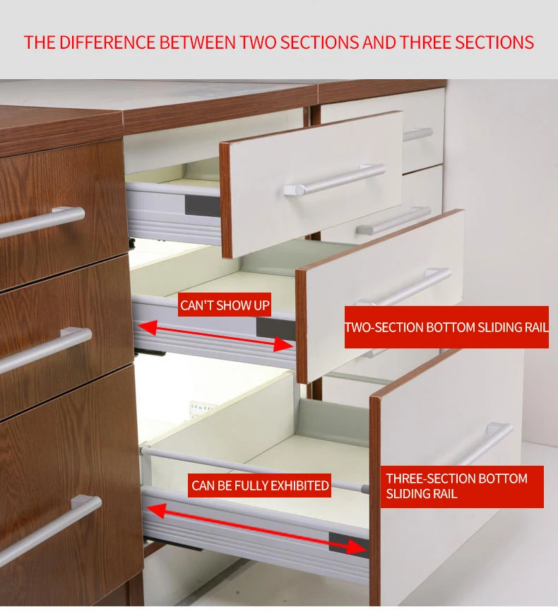 

Three-section Damping Rebound Buffer Track Slideway Support Bottom Hidden Guide Rail Cabinet Slide Rail Press Track