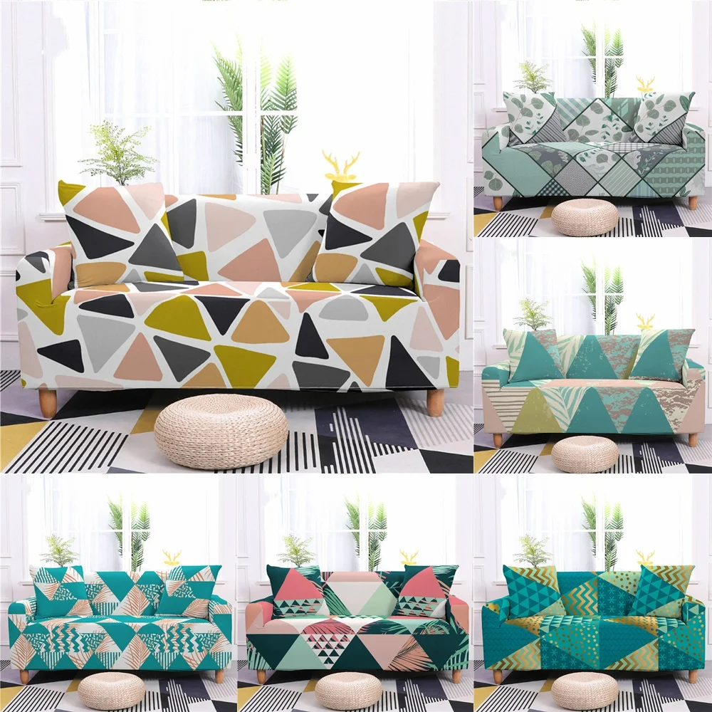 

Stretch Triangle Geometry Sofa Slipcover Elastic Sofa Covers For Living Room Green Chair Couch Cover Home Decor 1/2/3/4-Seater