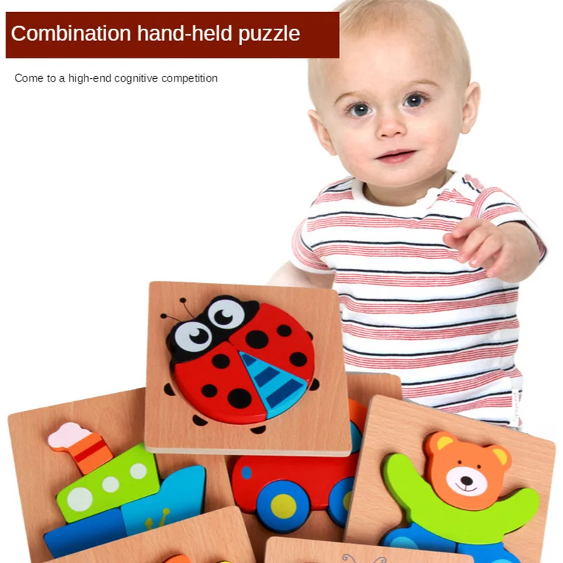 Пазлы для детей деревянные 3D пазлы Мультяшные животные 3d развивающие игрушки