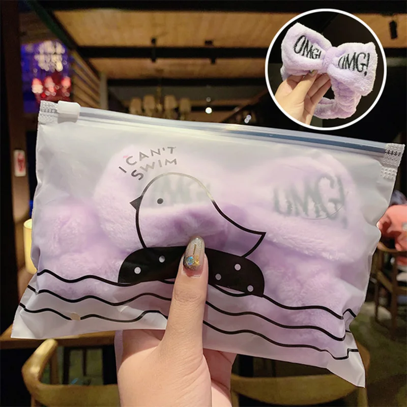 Женская мягкая эластичная повязка на голову с бантиком и надписью OMG из