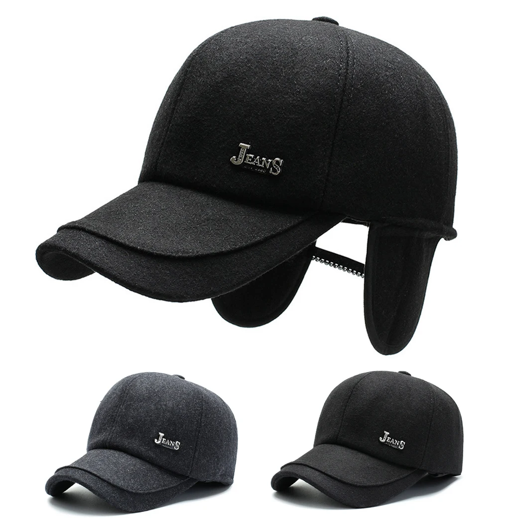 Хип хоп кепка Snapback 2019 Зимняя шерстяная смесь шапка с ушами мужские брендовые
