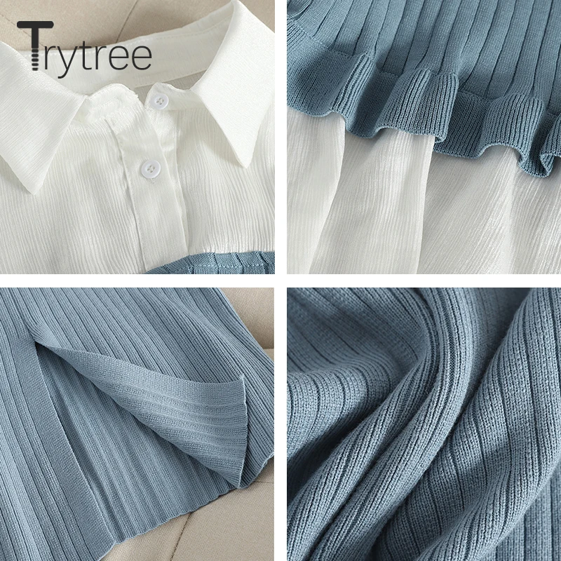 Trytree 2019 осенне зимний комплект из двух предметов Повседневный отложной воротник