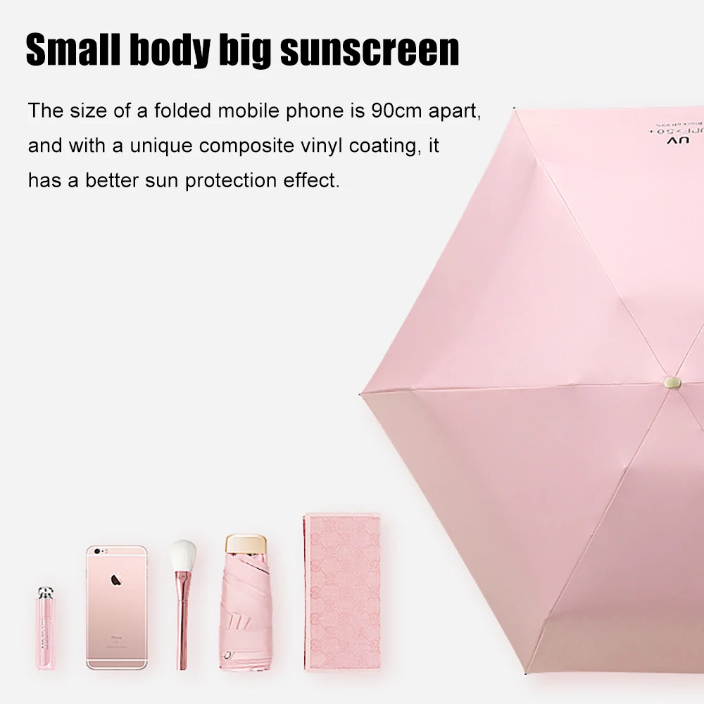 

Mini Umbrella Vinyl Umbrella Pocket Sun Protection And Ultraviolet Protection Anti-UV Protection Travel For Boy Girl