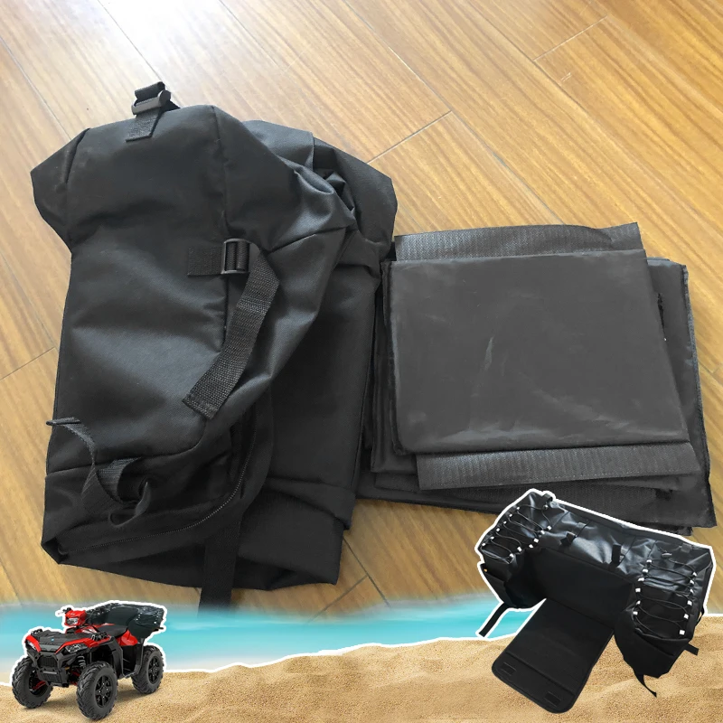 

Motorcycle Rear Seat Bag Black Rear Saddle Bag Padded Seat Bottom Support Storage Pack For most ATV Racks