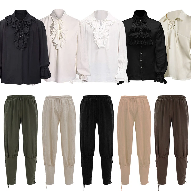 Рубашка мужская с длинным рукавом модная бандажная блузка в готическом стиле