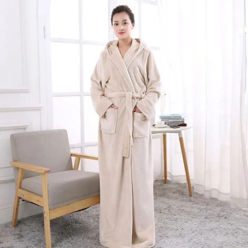 Утолщенная длинная ночная рубашка фланелевая зимняя пижама с длинными рукавами