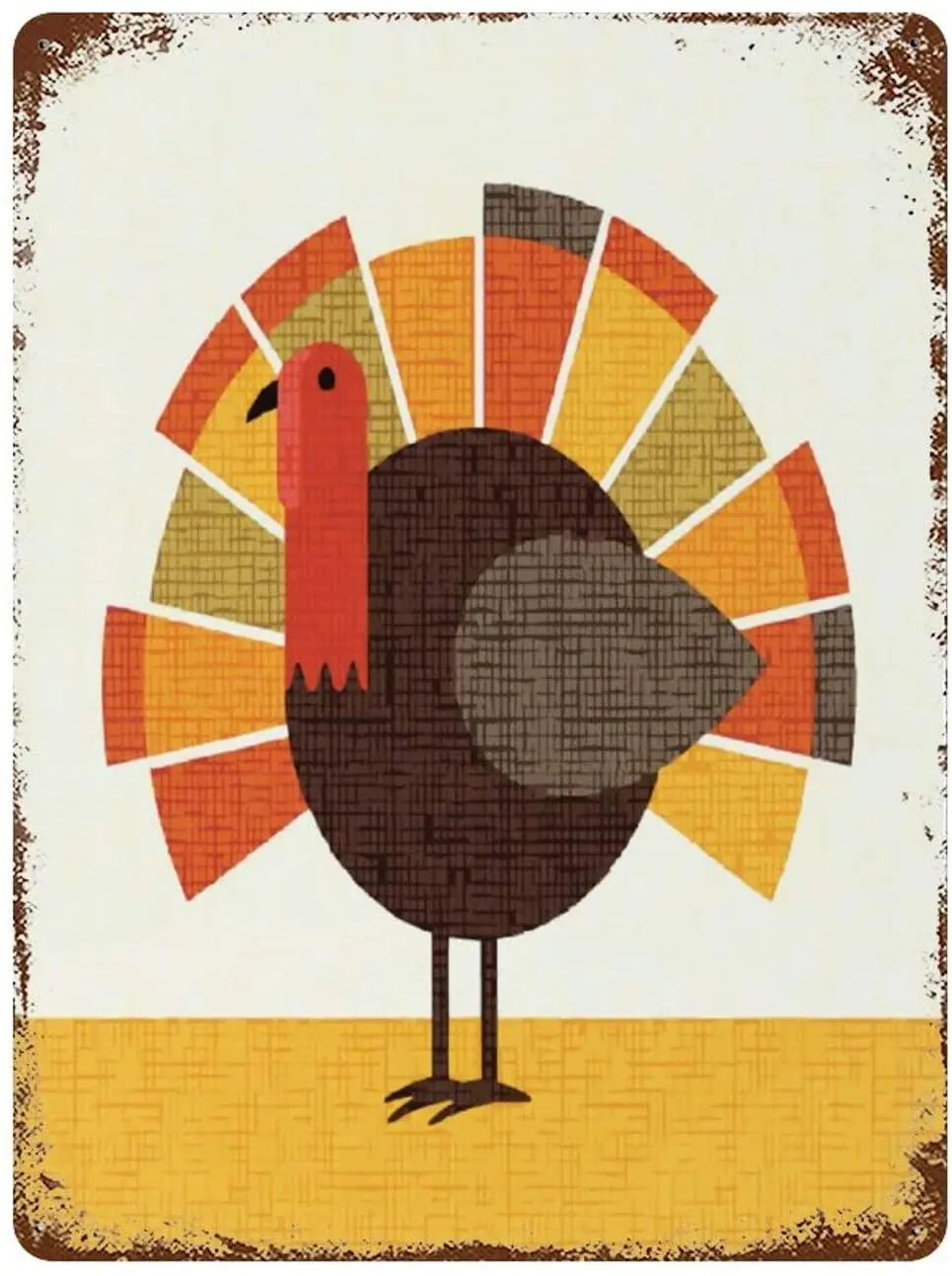 

None-brands Vintage Retro Metal Tin Sign Wall Decor Art Thanksgiving Abstract Art Colorful Turkey Home Decor (20x30cm)
