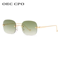 oec cpo fashion small rimless sunglasses women retro punk square sunglasses men gradient shades brand designer uv400 eyewear