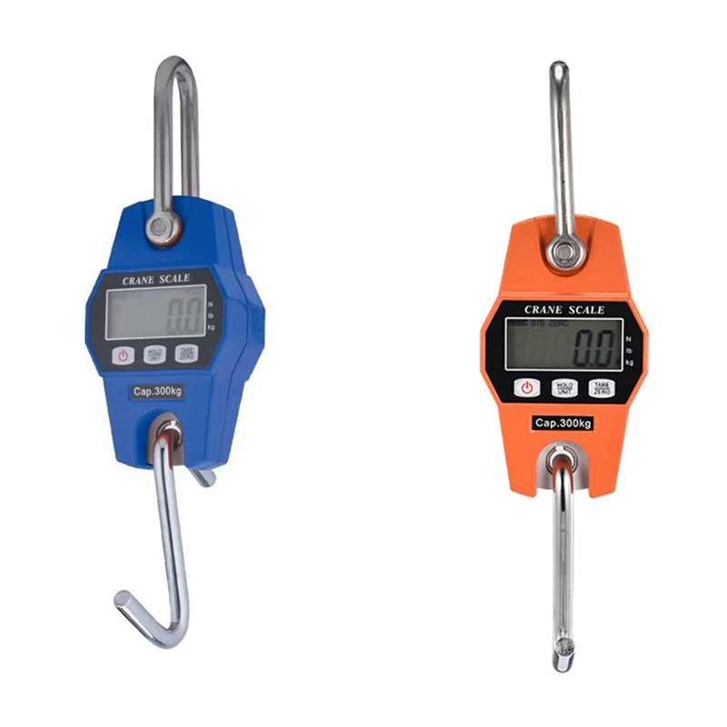 

2Pcs Crane Scale Weight 300Kg Heavy Duty Hanging Hook Scales Portable Digital Stainless Steel Scale,Blue & Orange