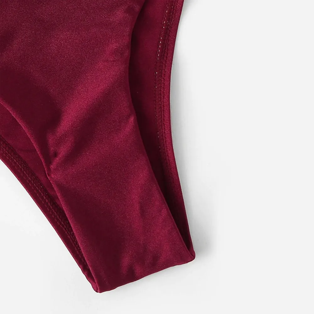 

Sexy Bandeau Solid Bikini Women Swimsuit Bow Swimwear Push Up Bathing Suit Bikinis Mujer Cut Beach Biquini Maillot De Bain Femme