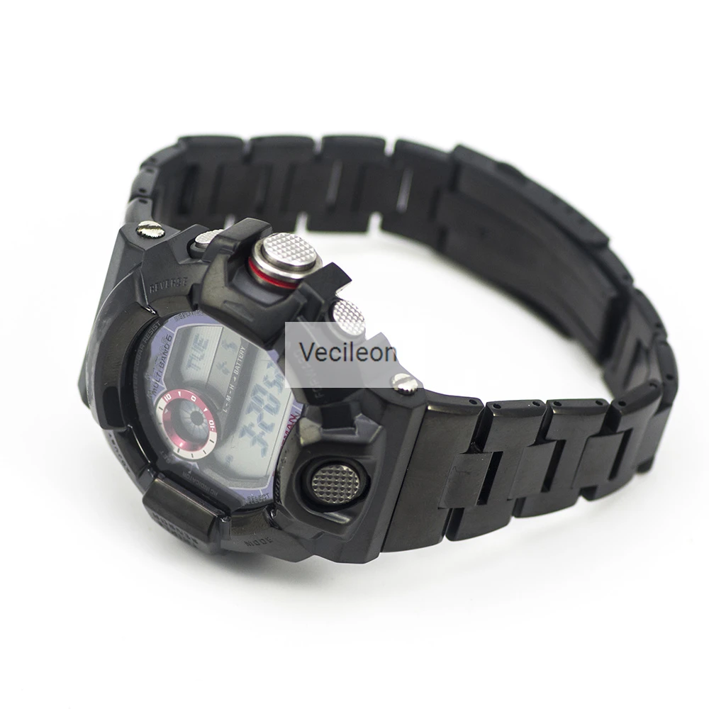 Черный Камуфляжный ремешок для часов металлический корпус/чехол из нержавеющей