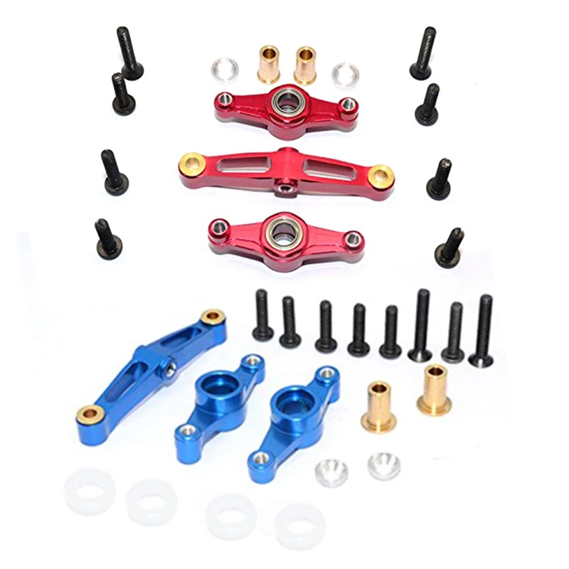 2 комплекта рулевого механизма для TAMIYA TT02/TT02B/TT02T красный и синий|Детали