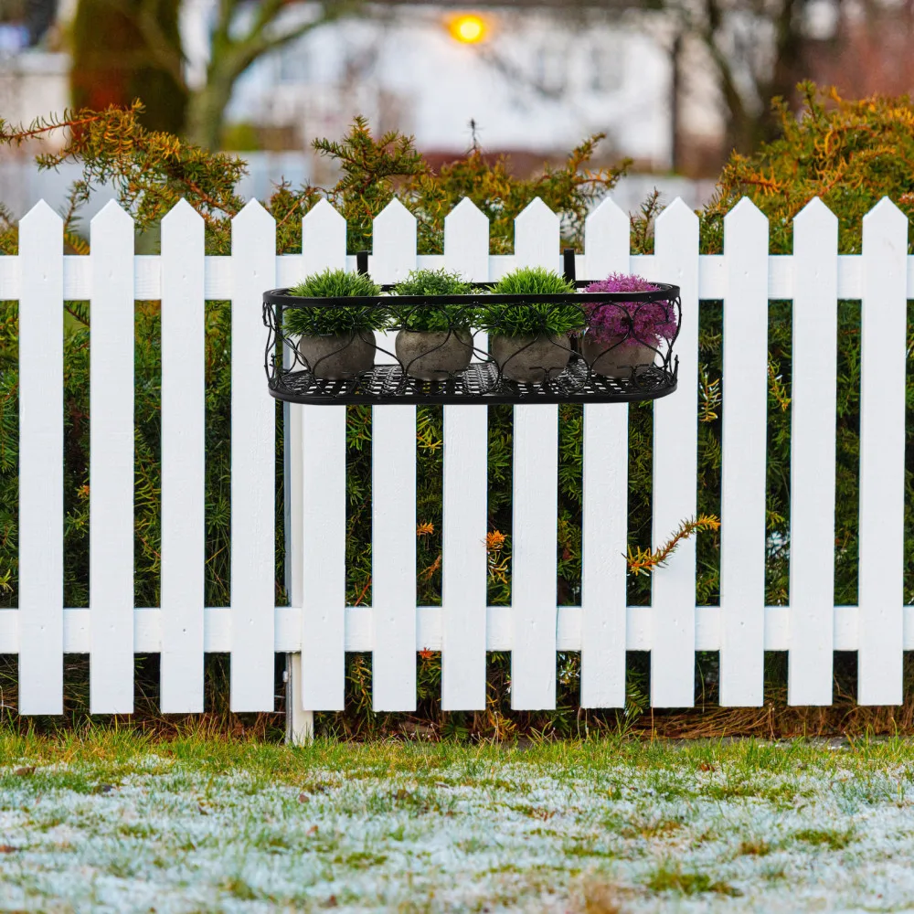 

1Pc Railing Flowerpot Rack Ironwork Hanging Flower Stand Rustproof Plant Holder