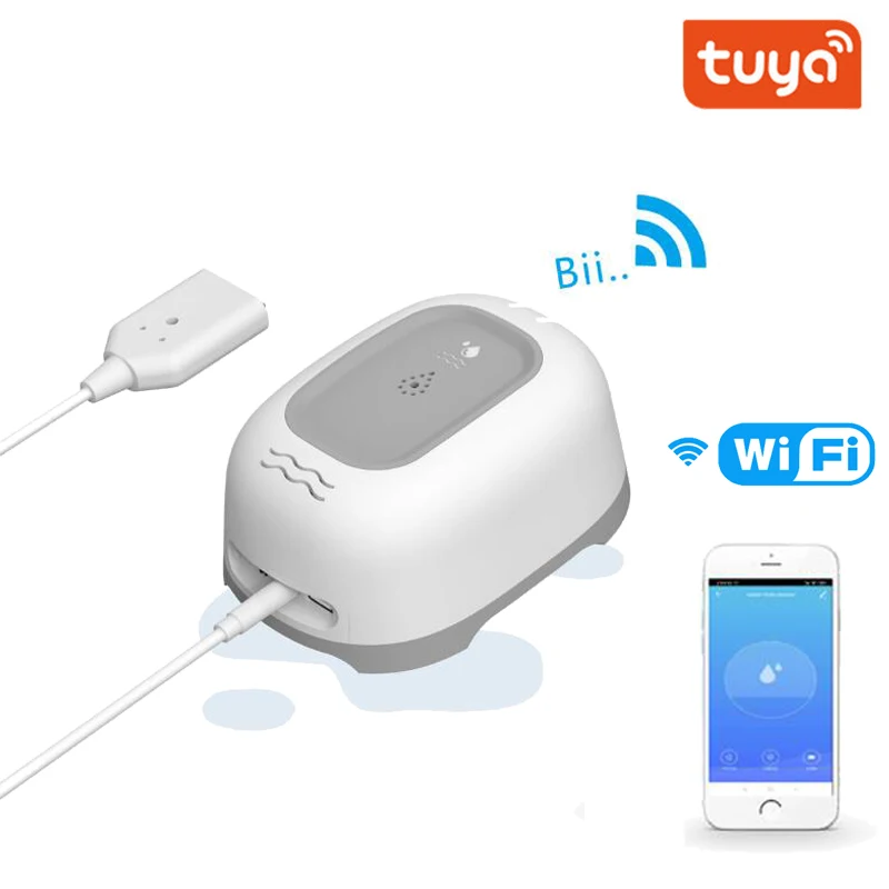 

Smart Tuya Wifi Water Leak Alarm Sensor Smart Home Security Alarm Detector With Dual Probe Monitoring Water Resistant System