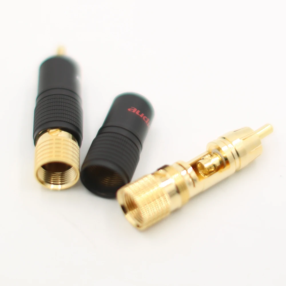 Аудиокраст 24K позолоченный винтовой фиксатор RCA штекер аудиокабель разъем