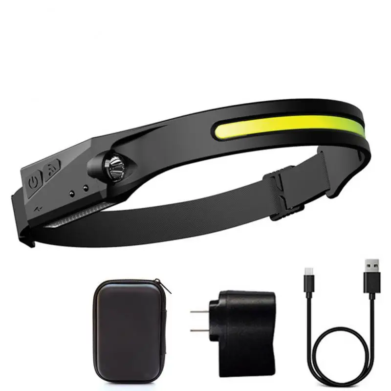 

Powerful COB LED Headlamp Light Hiking Light USB Charging Waved Sensor Head With Light Dual Light Source Night Running Camping