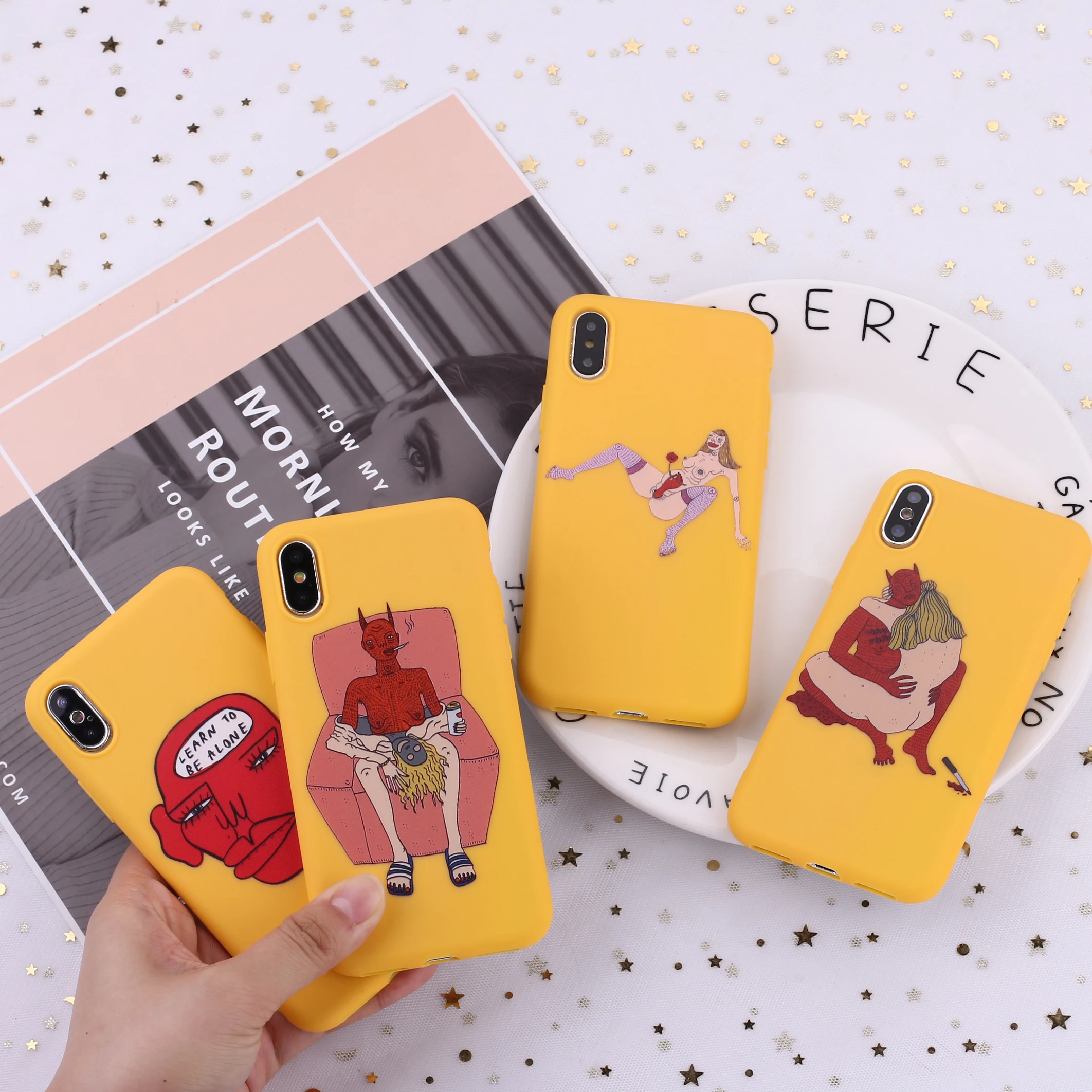 

Yellow Lover Art Soft Silicone Candy Case Fundas Cover For iPhone 12 13 11 Pro Max Mini 8Plus X XS Max 7 7Plus XR