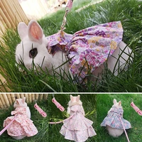 sweet pet rabbit floral skirt summer outdoor breathable small fresh pet skirt travel chest strap animal harness vest leash set