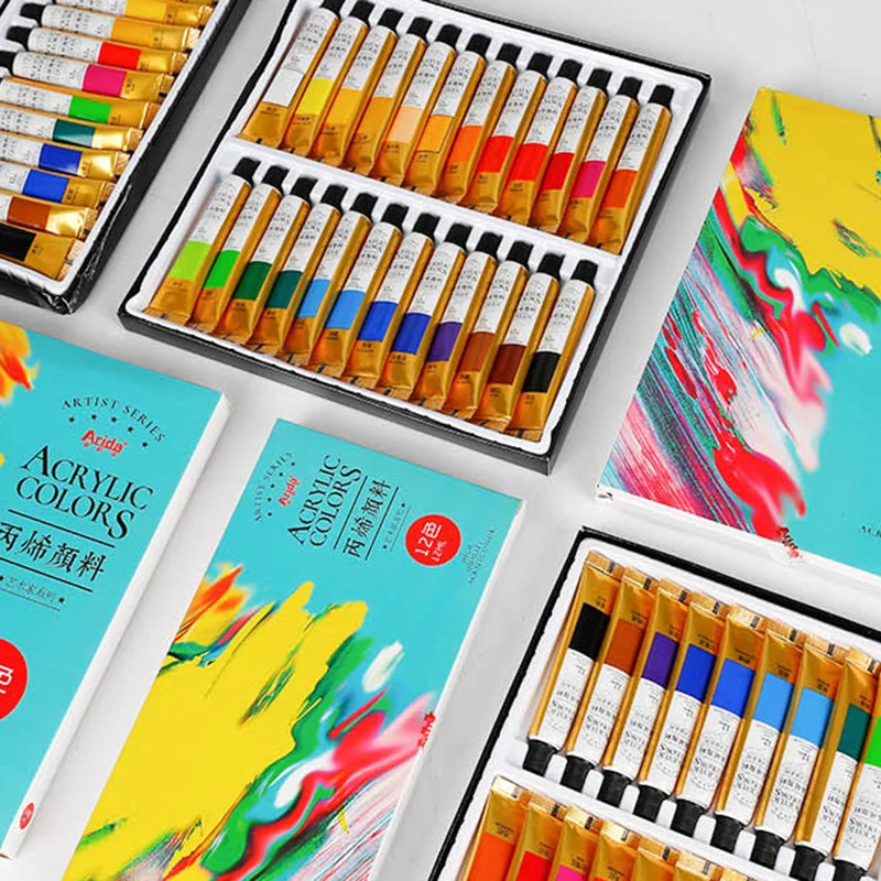 Товары для рукоделия акриловая краска 12/18/24 цветов профессиональные тюбики 12 мл