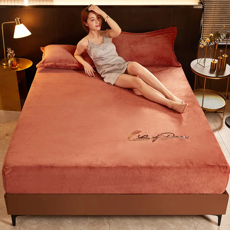 Новинка 1 шт. зимняя натяжная простыня теплый однотонный флисовый чехол на матрас