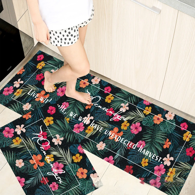 

Fashionable Simple Nordic StyleWaterproof Kitchen Floor Mat Household Carpet Long Strip Door Mat Modern Home Decor