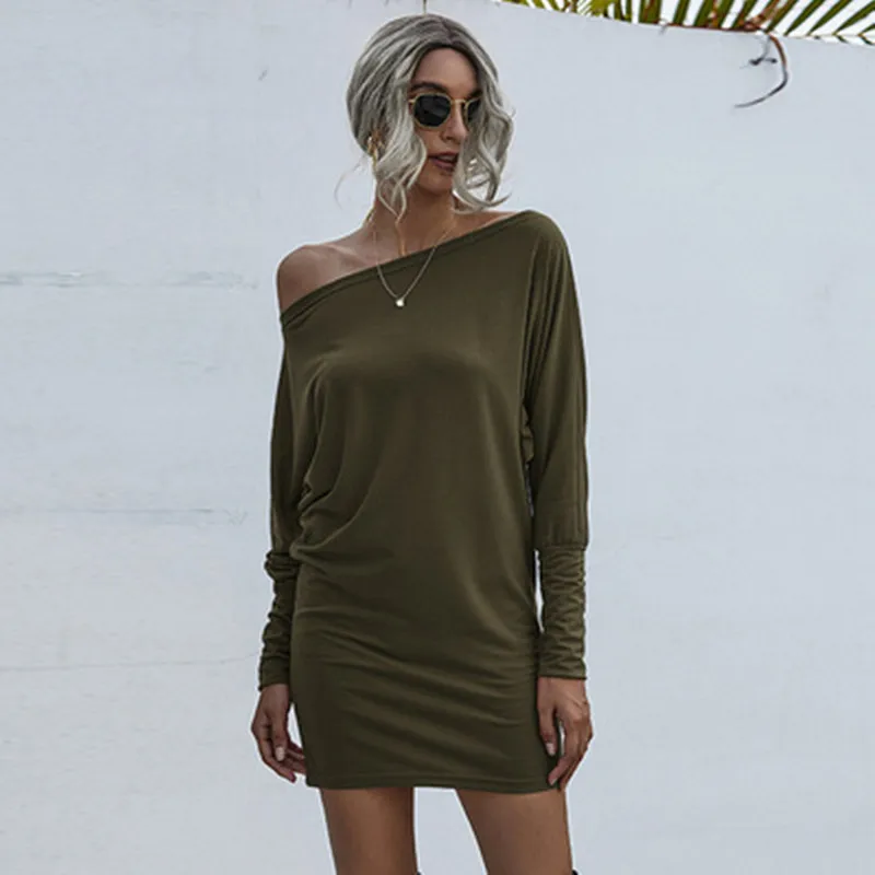 

2021 Bodycon Dress Women Black Y2K Summer Sexy Long Sleeve Party Midi Dresses Casual Off Shoulder Dress