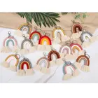 Плетеные радужные Брелки для женщин, брелок ручной работы в стиле бохо, брелок макраме, сумка, Очаровательное украшение для автомобиля, подарки