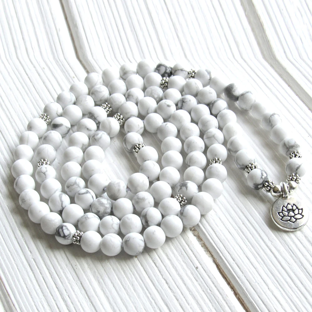 Белый браслет Ruberthen Howlite 108 Mala 8 мм очаровательные женские ювелирные изделия для
