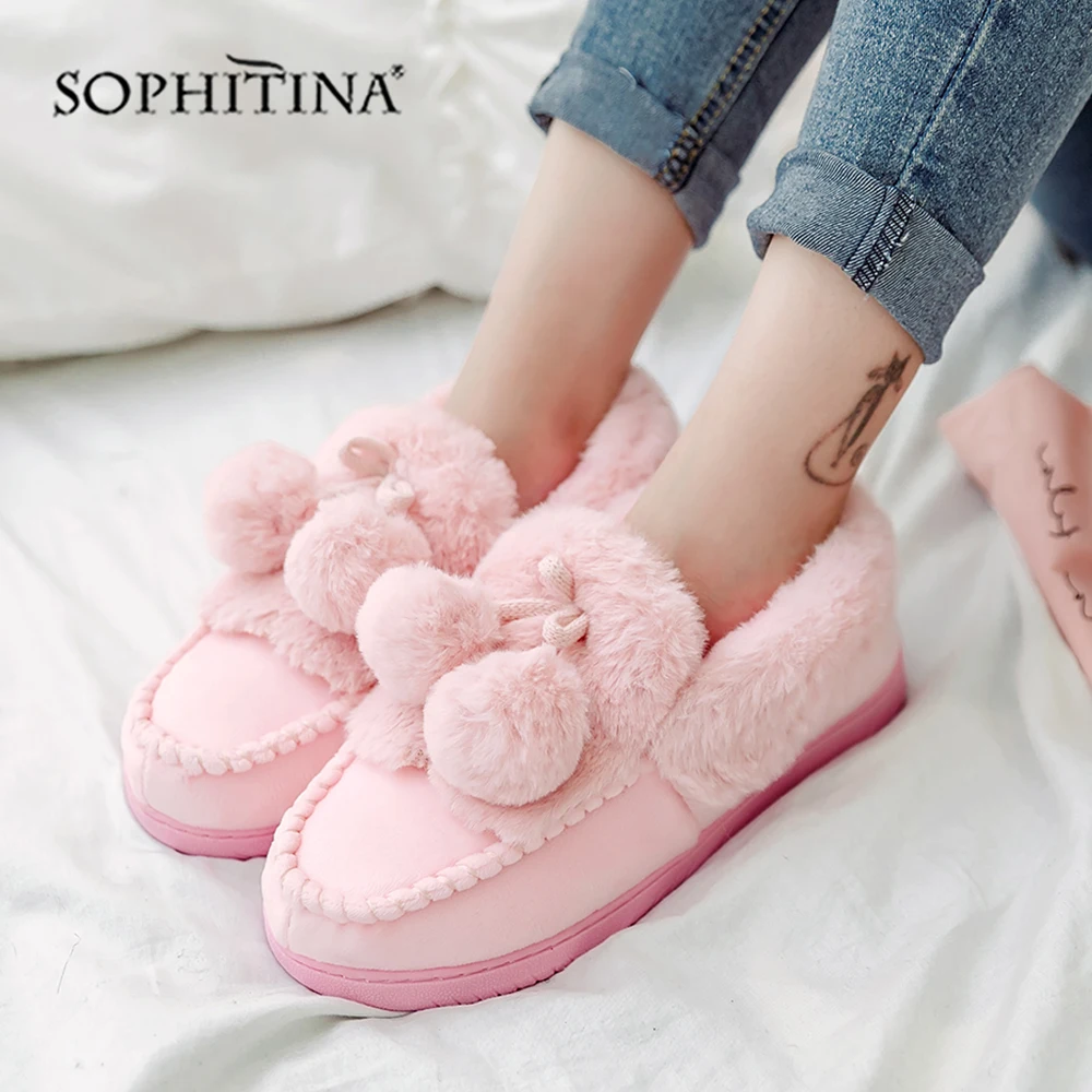 SOPHITINA/Милая обувь на плоской подошве с помпоном модная дизайнерская удобная